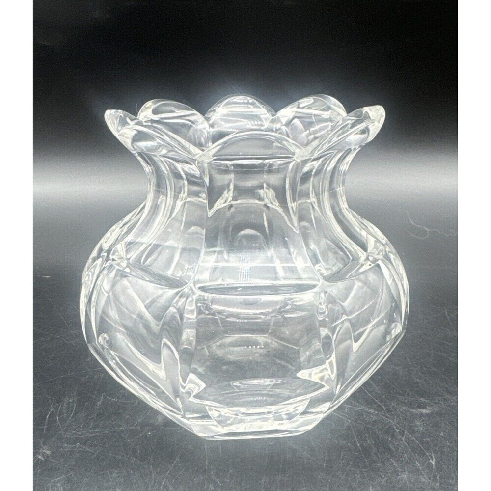 VTG Rogaska Clear Crystal Vase Scalloped Edge Heavy 5”‎